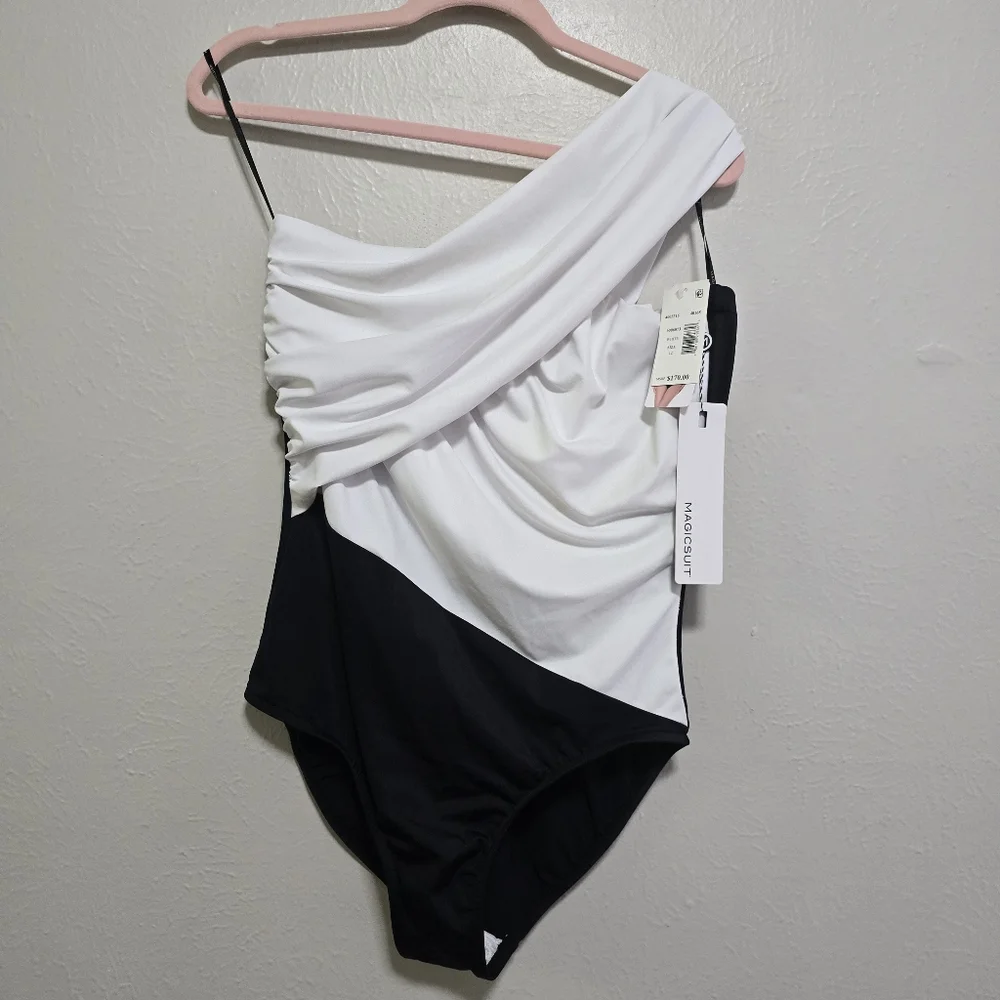 Magicsuit Solids Goddess Color Block Convertible One Shoulder One Piece Swimsuit - Picture 2 of 9